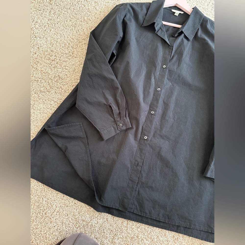 Eileen Fisher Classic Collar Easy Organic Cotton Button-Up Shirt Size XL - Picture 6 of 13